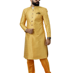 Stunning Yellow Banarasi Brocade Achkan for Men | Father-Son Combo | Grooms & Weddings | Jaipurio